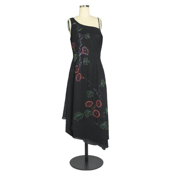 Goya London US 6 EU 40 Floral Sequin Beaded Asymmetric One Shoulder Evening Gown - Picture 1 of 6